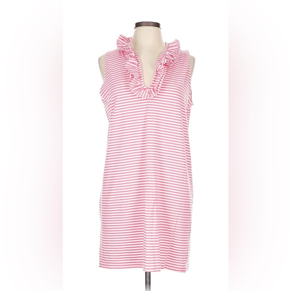 Pink Striped Ruffle Mini Dress